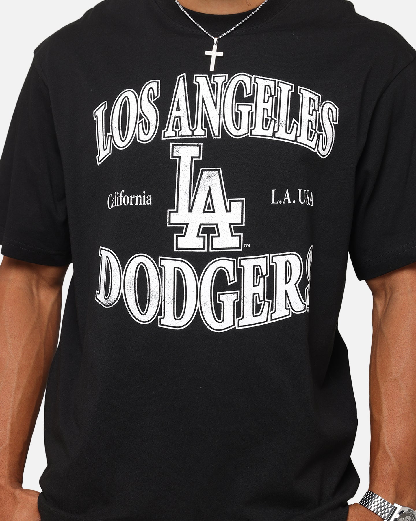 Majestic Athletic LAロゴ Dodgers Majestic Athletic Los Angeles Dodgers Marne Arch T-Shirt Black