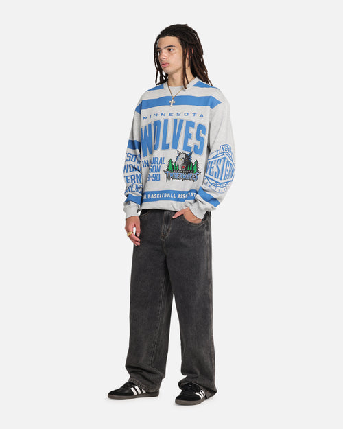Mitchell & Ness Minnesota Timberwolves Letterform Crewneck Grey Marle/Official Team Color