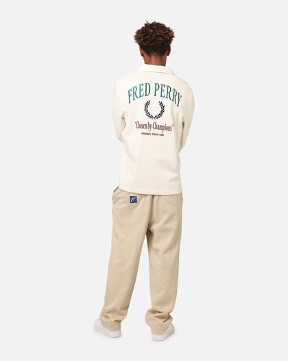 Fred Perry Embroidered Champion Collared Sweatshirt Ecru