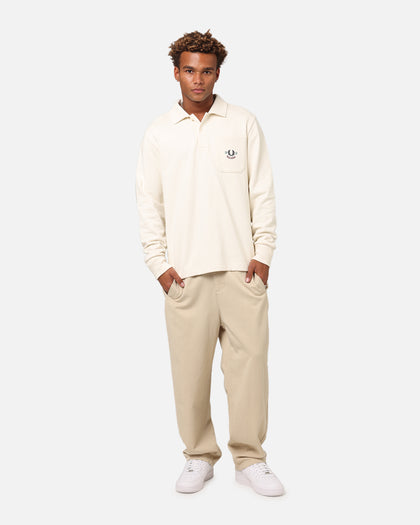 Fred Perry Embroidered Champion Collared Sweatshirt Ecru