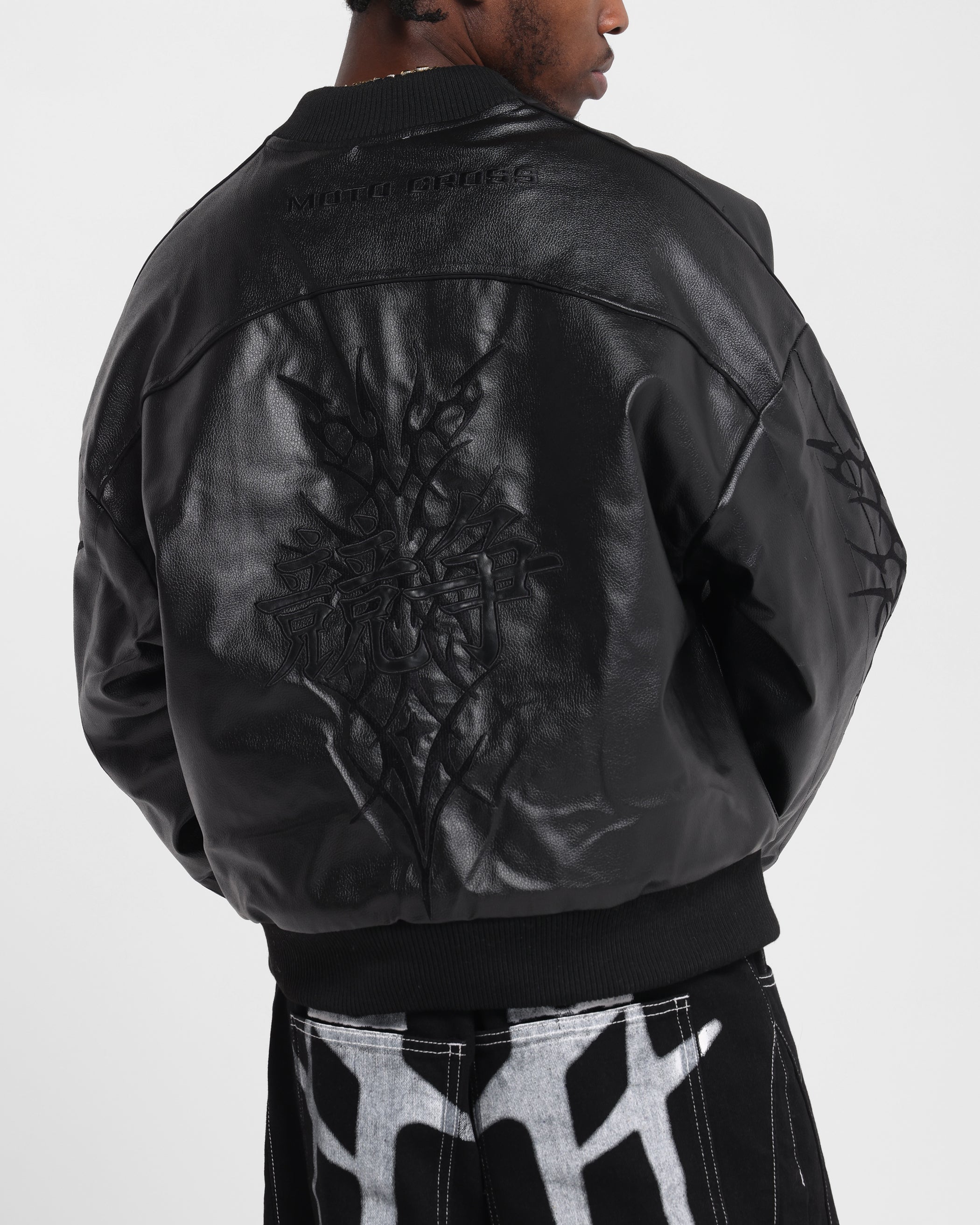 FUGA✖︎civarize✖︎travasトリプルコラボレザースタジャン44 Loiter Tokyo Drift Vegan Leather Jacket Black | Culture Kings NZ