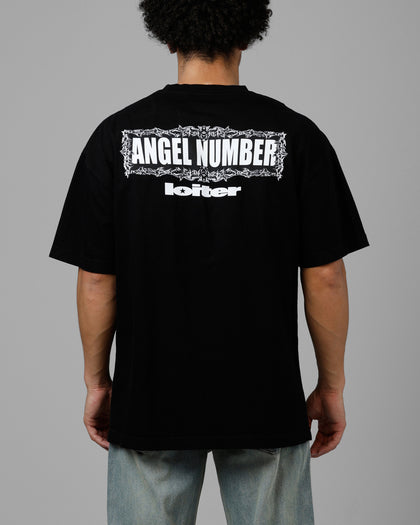 Loiter Angel Number Vintage T-Shirt Black