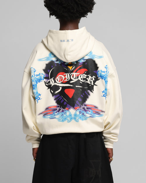 Loiter Hearts Zip Hoodie Off White
