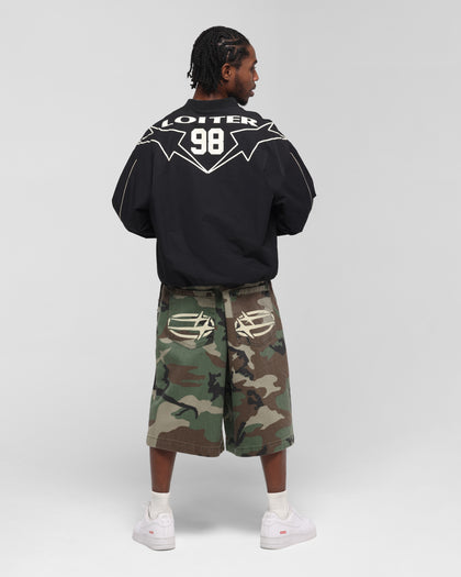 Loiter Racer Nylon Jersey Crewneck Black