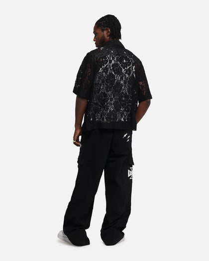 Loiter Lace Button Up Shirt Black