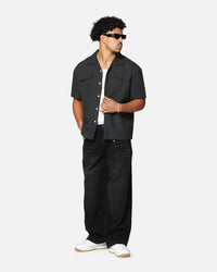 Saint Morta Gothic Pinstripe Button Up Shirt Black