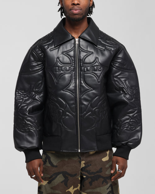 Loiter Fury Vegan Leather Jacket Washed Black