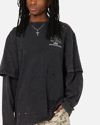 Mitchell & Ness Las Vegas Raiders Chromed Mock Long Sleeve T-Shirt Faded Black