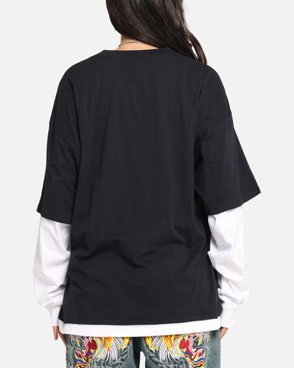 G N Roses Roses Layered Long Sleeve T-Shirt Black Wash