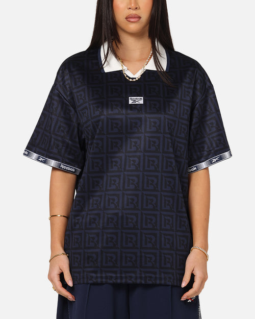 Reebok Monogram Football Polo T-Shirt Navy