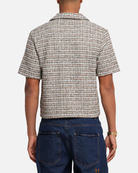 XXIII Boucle Tweed Crop Button Up Shirt Cream/Brown