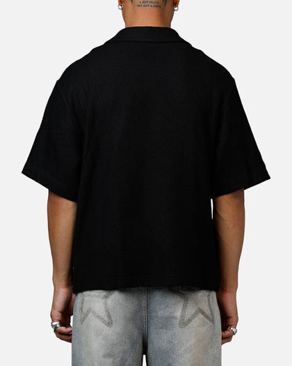 Banx Signature Waffle Button Up Shirt Black