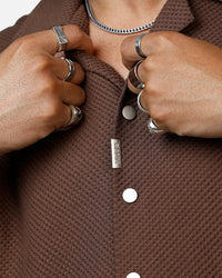 Banx Signature Waffle Button Up Shirt Brown
