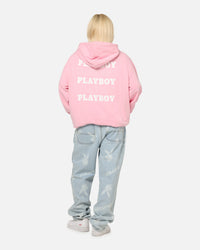 Playboy Stack Washed Hoodie Washed Pink