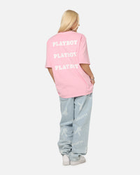 Playboy Stack Washed T-Shirt Washed Pink