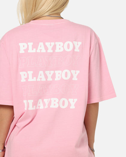 Playboy Stack Washed T-Shirt Washed Pink