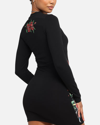 ed hardy black long sleeve dress Ed Hardy Women's Panther Long Sleeve Dress Black