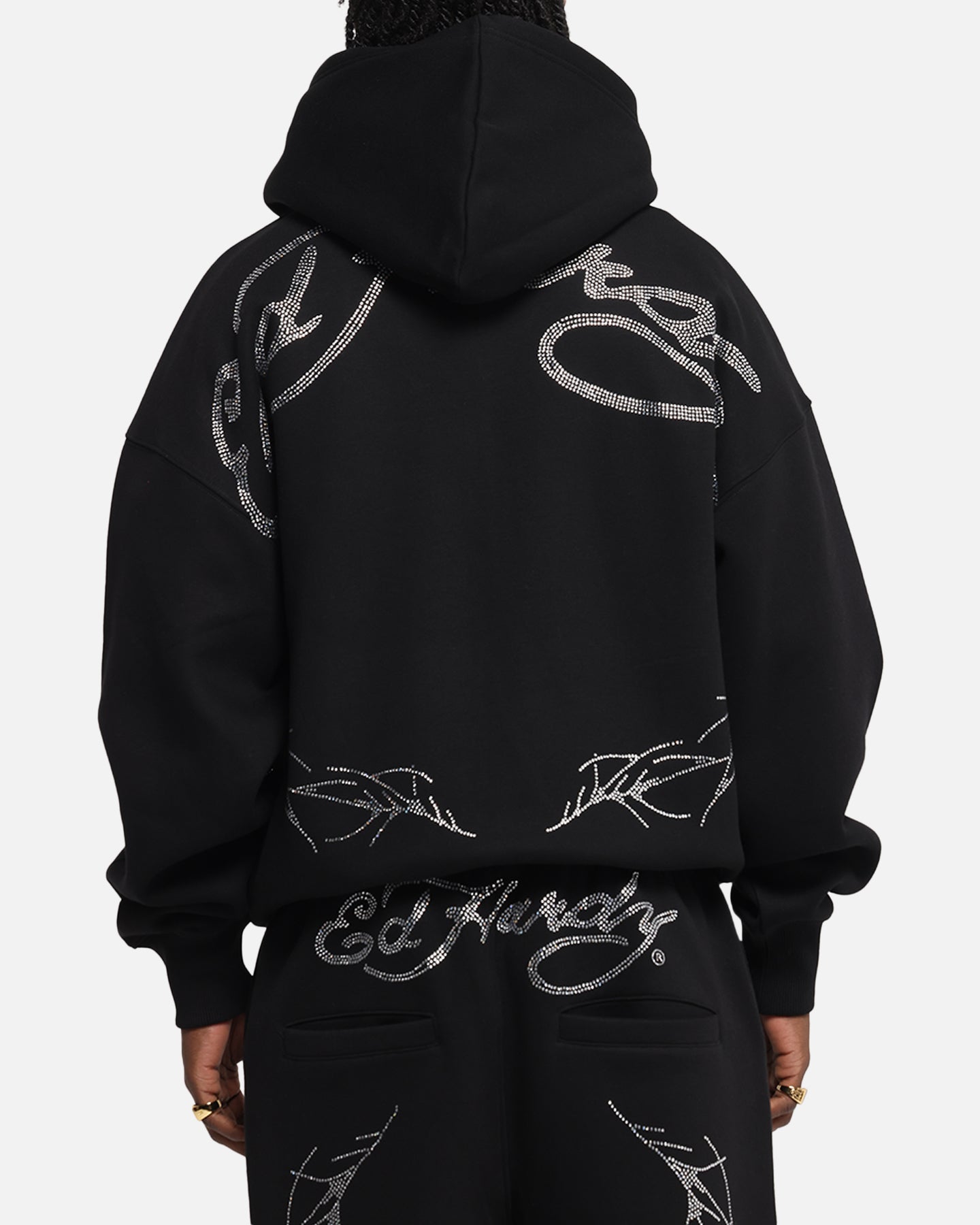 Ed Hardy Cyber Rhinestone Zip-Up Hoodie Black | Culture Kings NZ