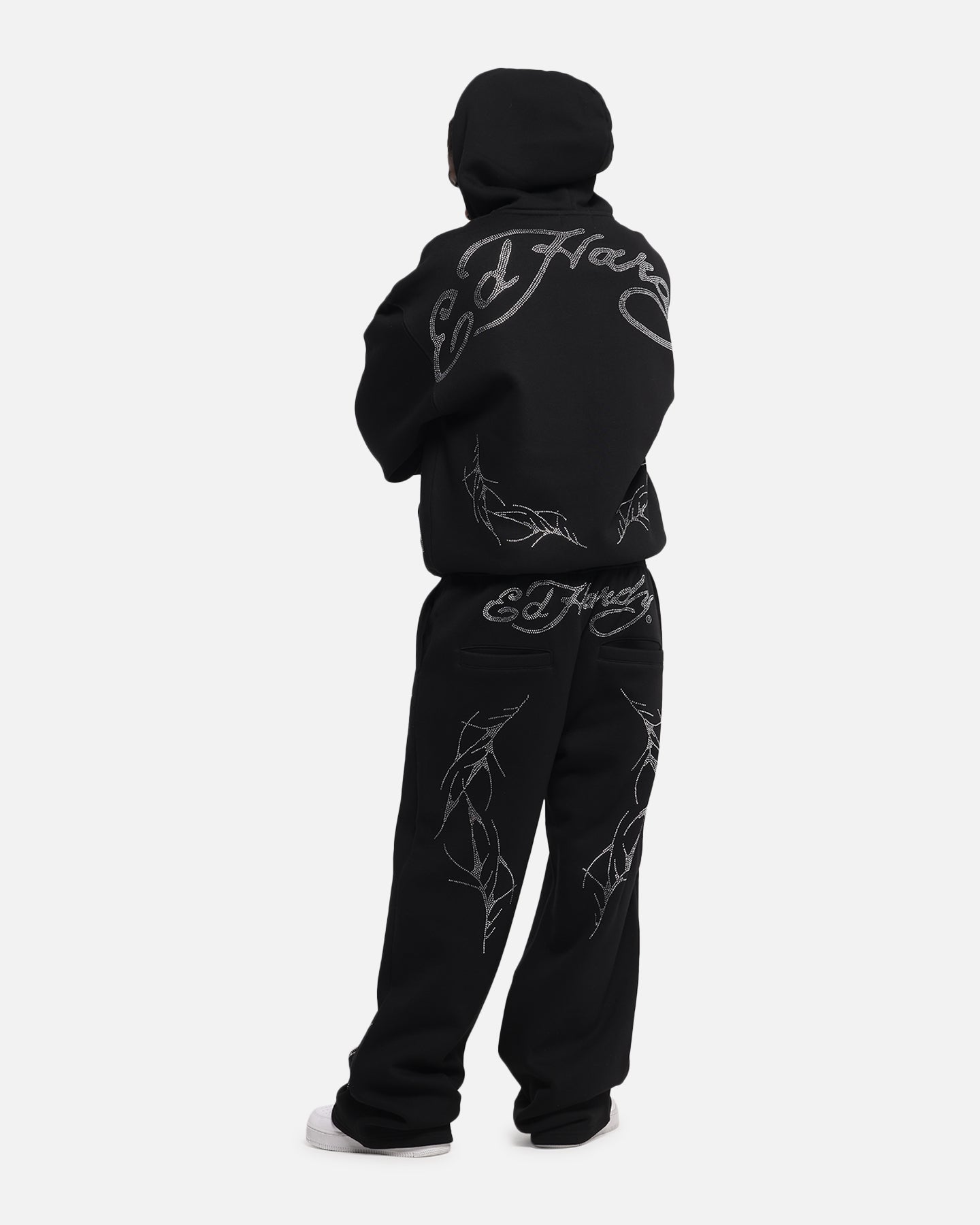 Ed Hardy Cyber Rhinestone Zip-Up Hoodie Black | Culture Kings NZ
