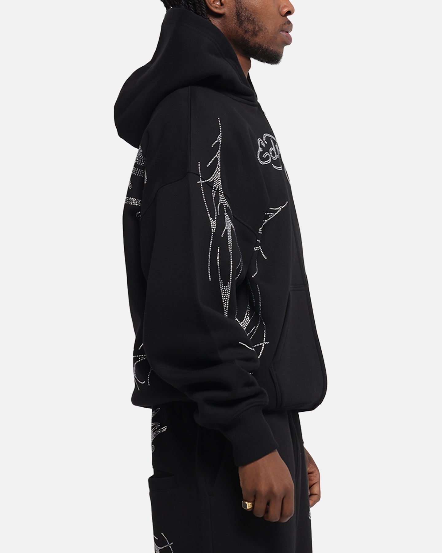 トップス Ed Hardy darkwear rhinestone zip foodie Ed Hardy Cyber Rhinestone Zip-Up Hoodie Black | Culture Kings NZ