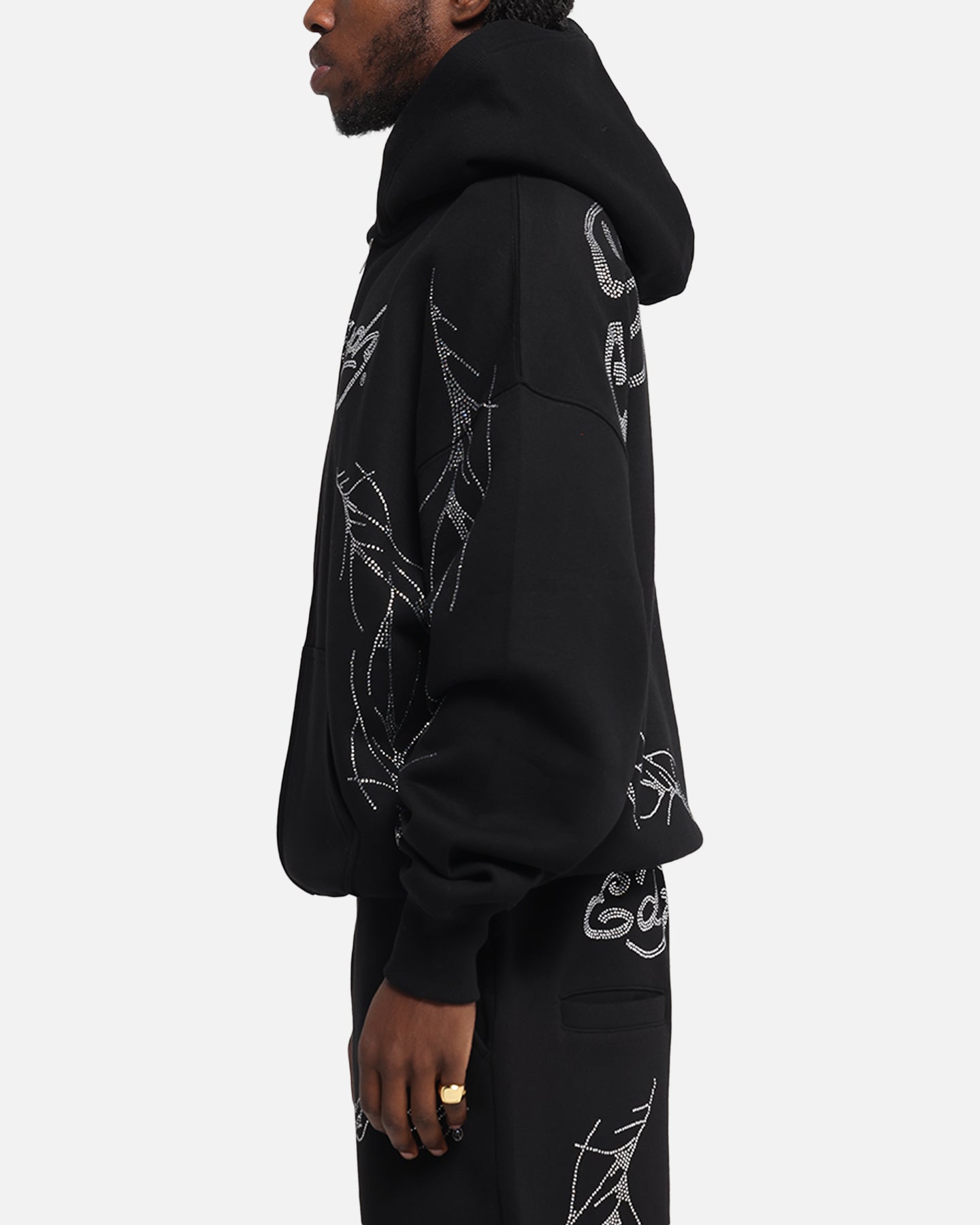 トップス Ed Hardy darkwear rhinestone zip foodie Ed Hardy Cyber Rhinestone Zip-Up Hoodie Black | Culture Kings NZ
