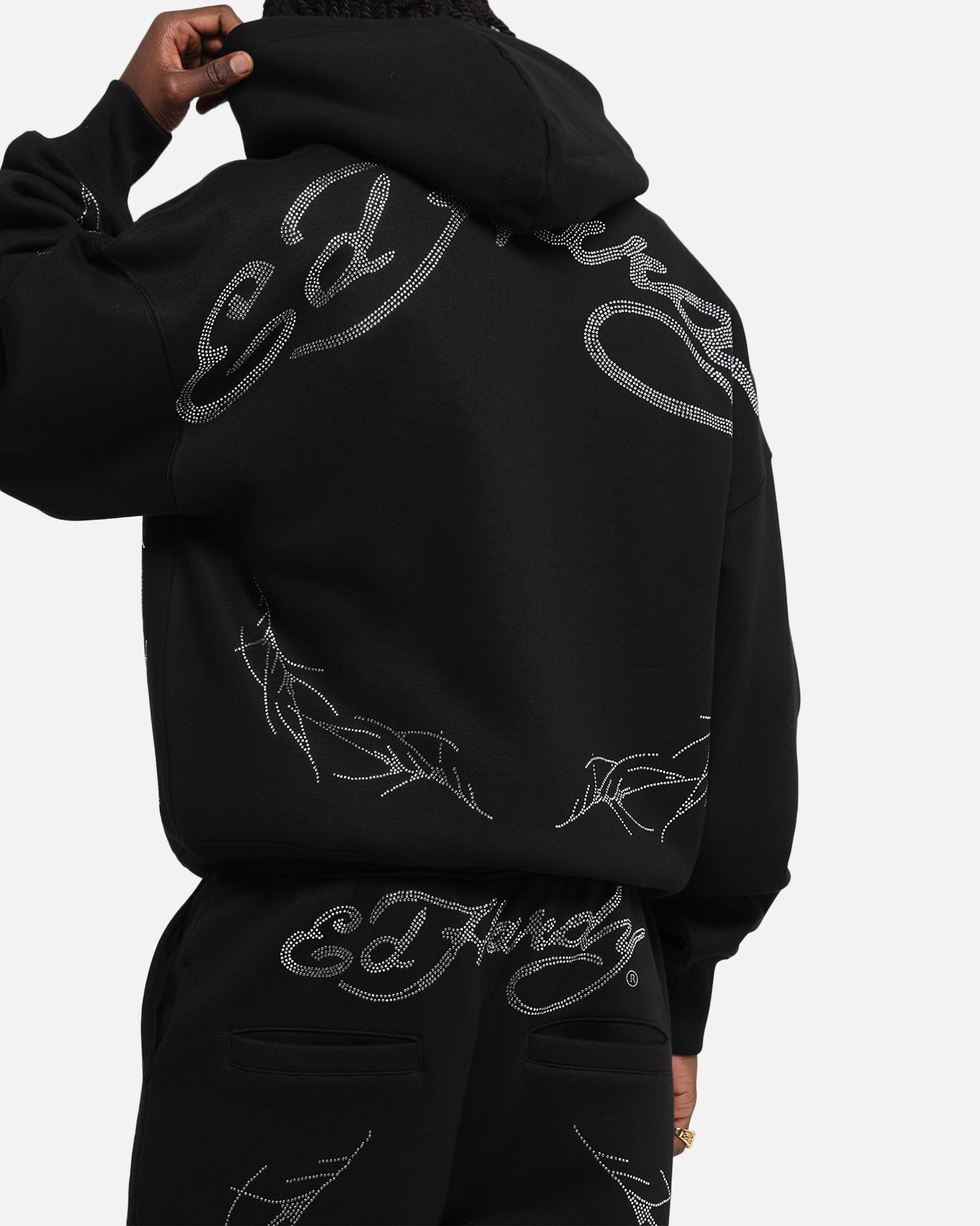 Ed Hardy Cyber Rhinestone Zip-Up Hoodie Black | Culture Kings NZ