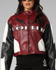 Loiter Women's Engine Cropped Vegan Leather Jacket Red