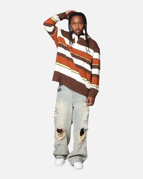 S Double Variagated Stripe Rugby Jersey Orange Spice