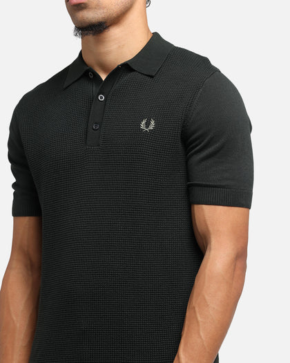 Fred Perry Waffle Stitch Knitted Shirt Green