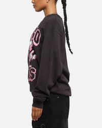 Mitchell & Ness Women's Chicago Bulls Arch Logo Crewneck Overdyed Black