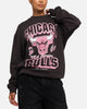 Mitchell & Ness Women's Chicago Bulls Arch Logo Crewneck Overdyed Black
