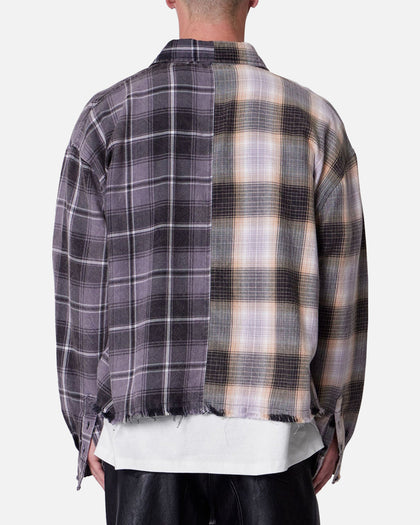MNML Mixed Flannel Button Up Shirt Olive/Brown