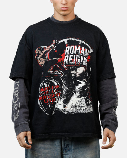 Culture Kings X WWE Roman Reigns Wrestlemania XLI Vintage T-Shirt Black Acidwash