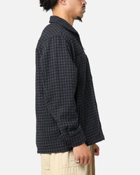S Double Plaid Zip Through Long Sleeve Shirt Brown