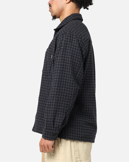 S Double Plaid Zip Through Long Sleeve Shirt Brown