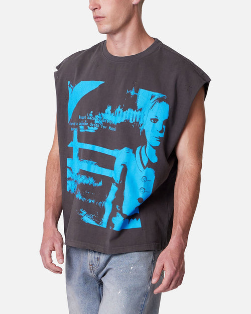 MNML Distressed Sleeveless Tank Washed Black