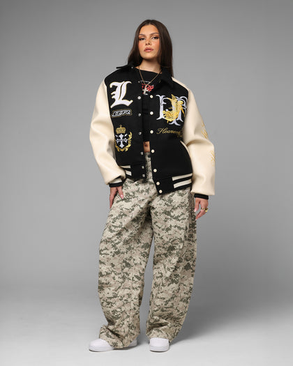 Loiter Heaven Varsity Jacket Black/Off White