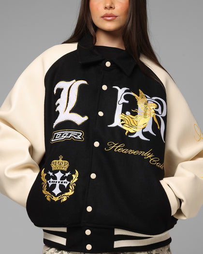 Loiter Heaven Varsity Jacket Black/Off White