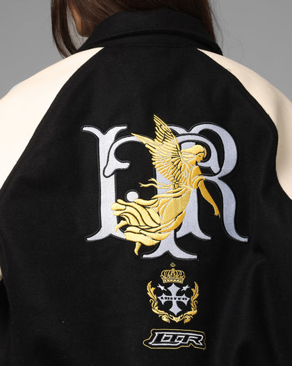 Loiter Heaven Varsity Jacket Black/Off White