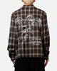 Sworn To Us Lotus Angel Flannel Button Up Shirt Brown