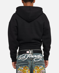 Ed Hardy Eagle Rhinestone Zip Hoodie Black