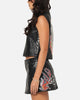 Ed Hardy Women's Vegan Leather Biker Vest Black