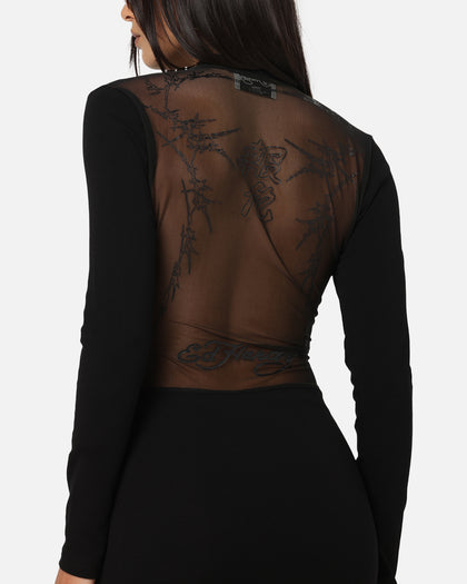 Ed Hardy Women's Revenge Long Sleeve Dress Black