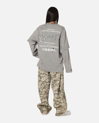 Mitchell & Ness Chicago Bulls Chromed Mock Long Sleeve T-Shirt Gunmental Grey