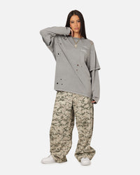 Mitchell & Ness Chicago Bulls Chromed Mock Long Sleeve T-Shirt Gunmental Grey