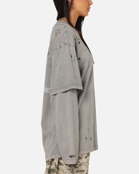 Mitchell & Ness Chicago Bulls Chromed Mock Long Sleeve T-Shirt Gunmental Grey