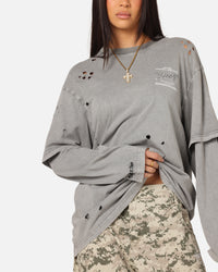 Mitchell & Ness Chicago Bulls Chromed Mock Long Sleeve T-Shirt Gunmental Grey