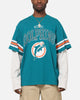 Mitchell & Ness Miami Dolphins Waffle Mock Layer Long Sleeve T-Shirt Teal