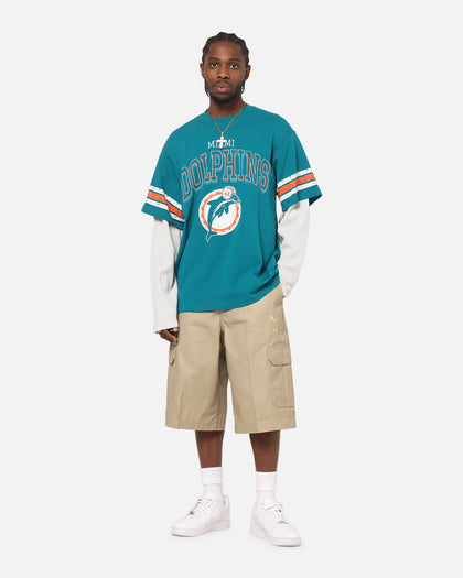 Mitchell & Ness Miami Dolphins Waffle Mock Layer Long Sleeve T-Shirt Teal