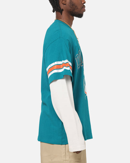 Mitchell & Ness Miami Dolphins Waffle Mock Layer Long Sleeve T-Shirt Teal